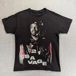 21 Savage Its All A Blur Tour 2023 T-Shirt Medium 19x26 Black Concert Tee